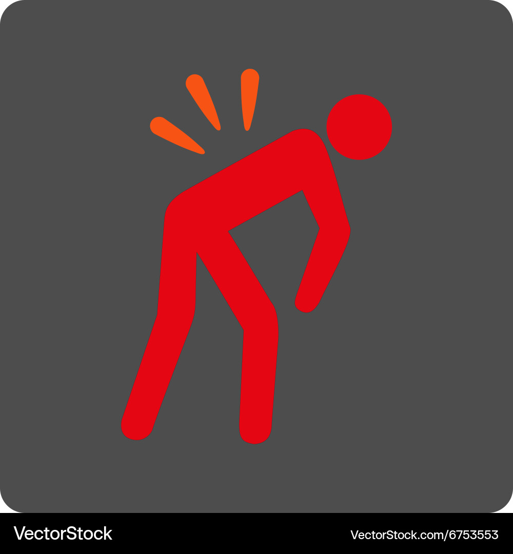 Back ache rounded square button Vector Image