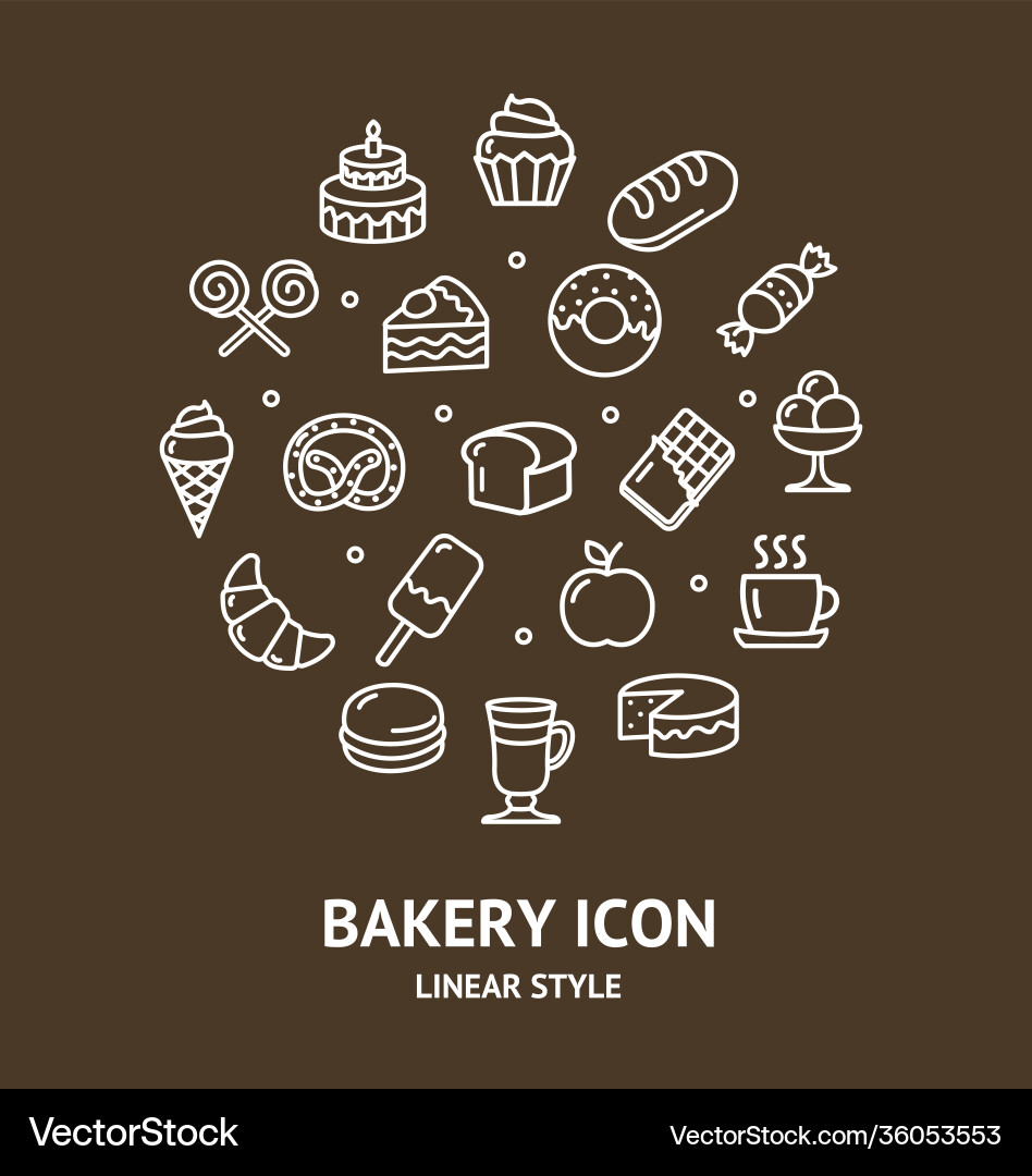 Bakery sign runde Designvorlage dünne Linie Symbol Bakery sign runde Designvorlage dünne Linie Symbol vektorbild