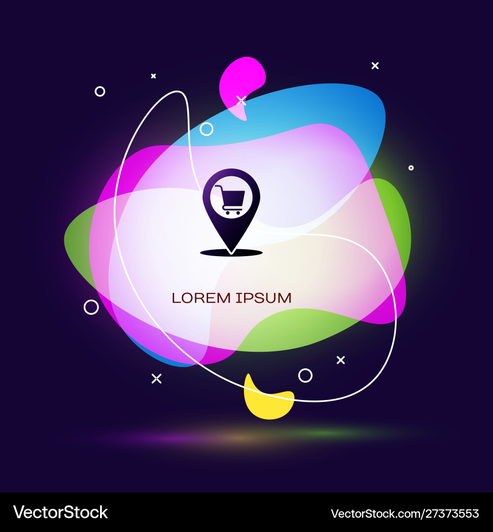 Black map pointer with shopping cart icon isolated Black map pointer with shopping cart icon isolated Vector Image