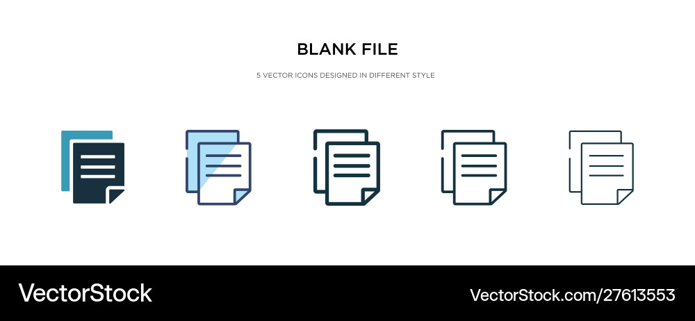 Blank file icon in different style two colored Vector Image