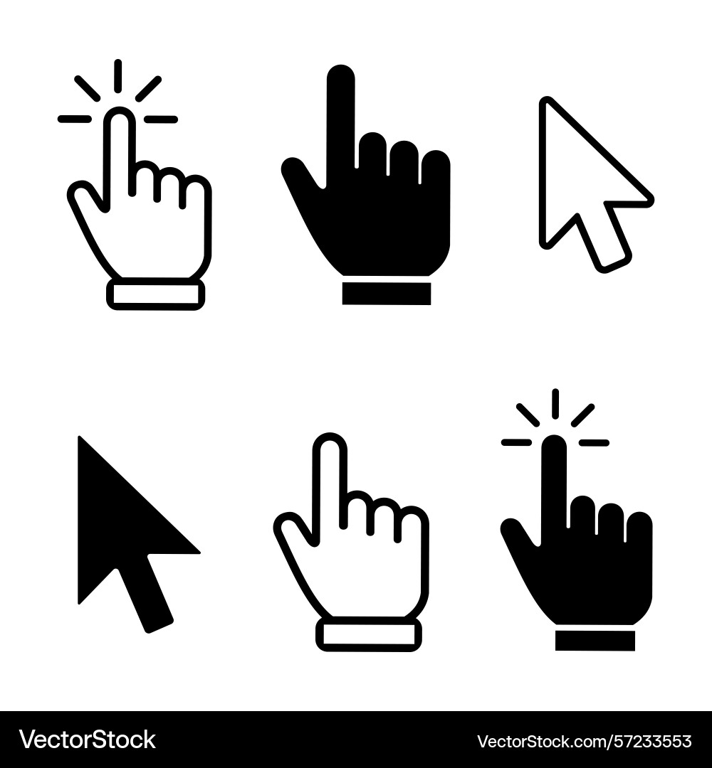 Click cursor icons computer icon set mouse Click cursor icons computer icon set mouse vector image
