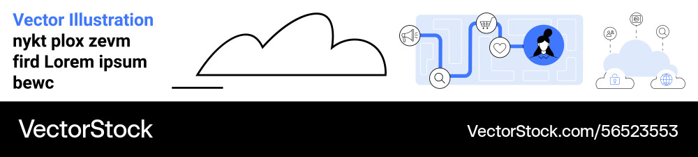 Cloud computing concept with user profile and data vector image