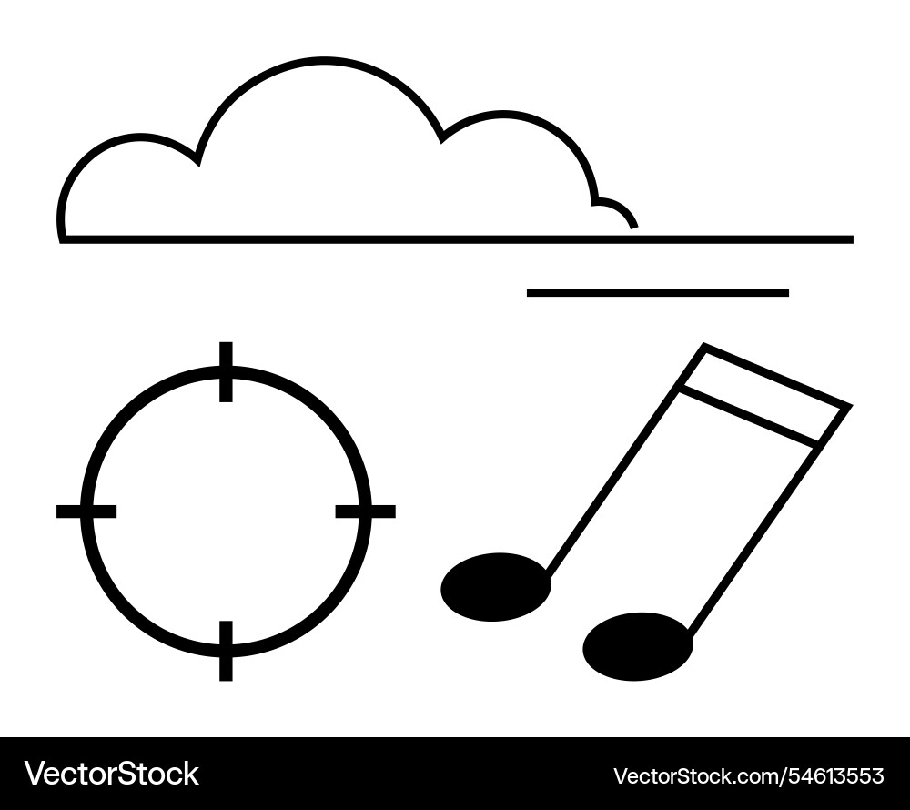 Cloud connection with target and music note Cloud connection with target and music note vector image