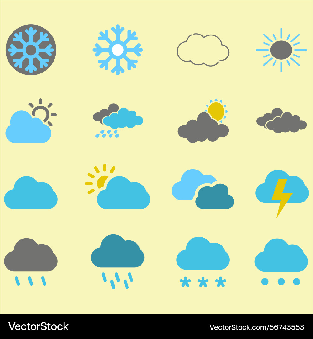 Clouds icons set of in different form Clouds icons set of in different form Vector Image