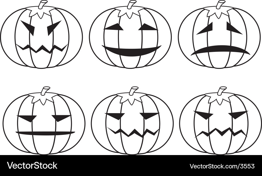 Cute Jack-o'-Lantern Pumpkins Vector Image