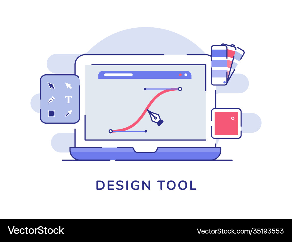 Design tool concept pen make curve line Design tool concept pen make curve line vector image