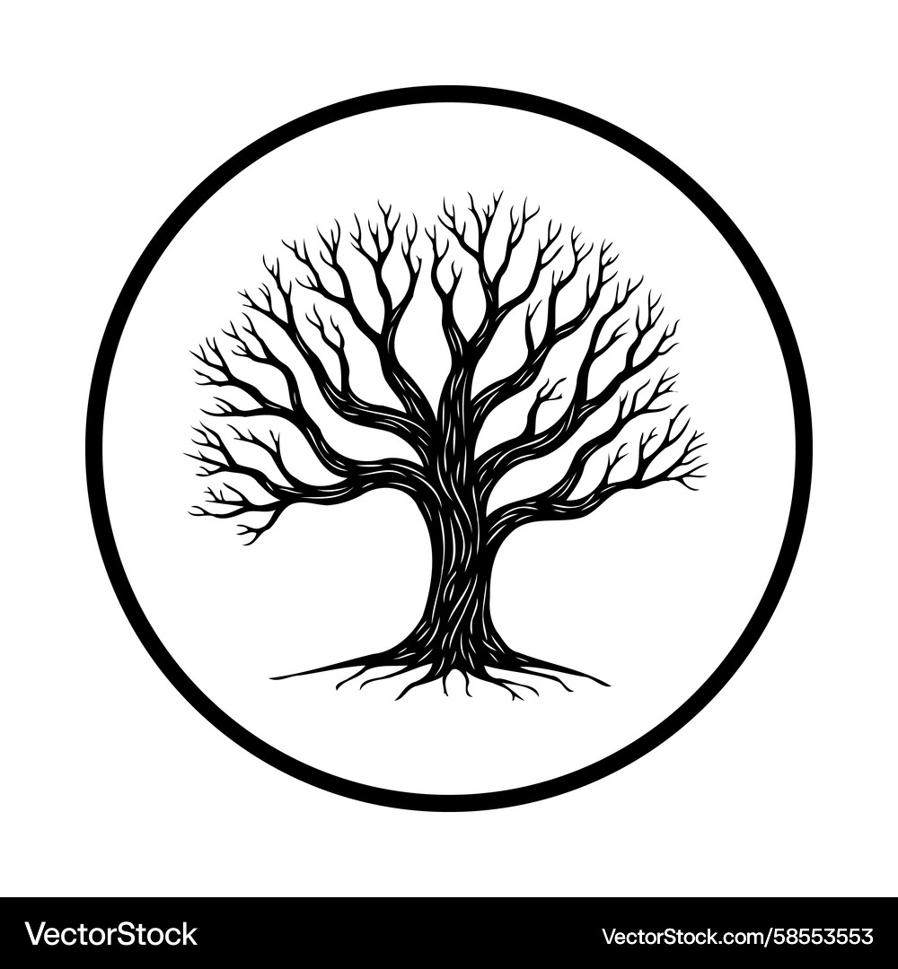 Elegant Tree in Circle Vector Image