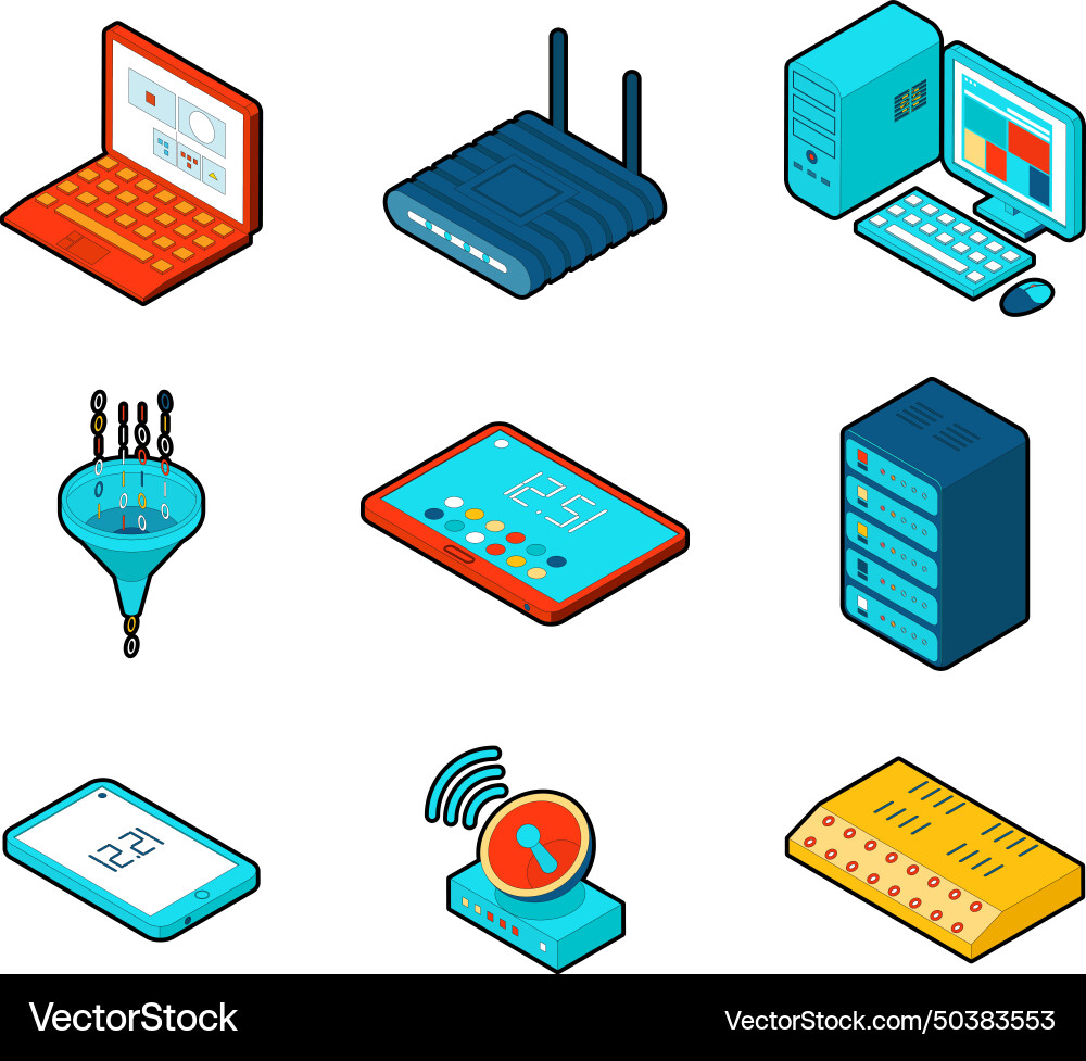 Elements of cloud computing network vector image