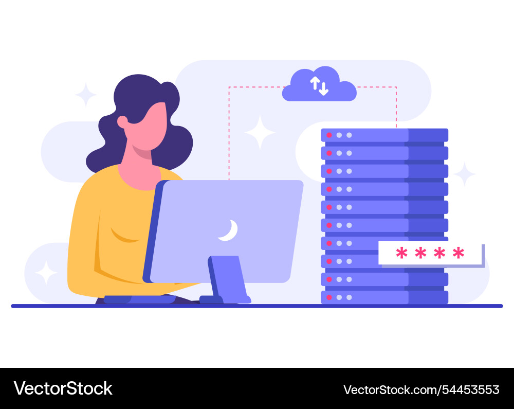 Engineer working with cloud computing Engineer working with cloud computing vector image