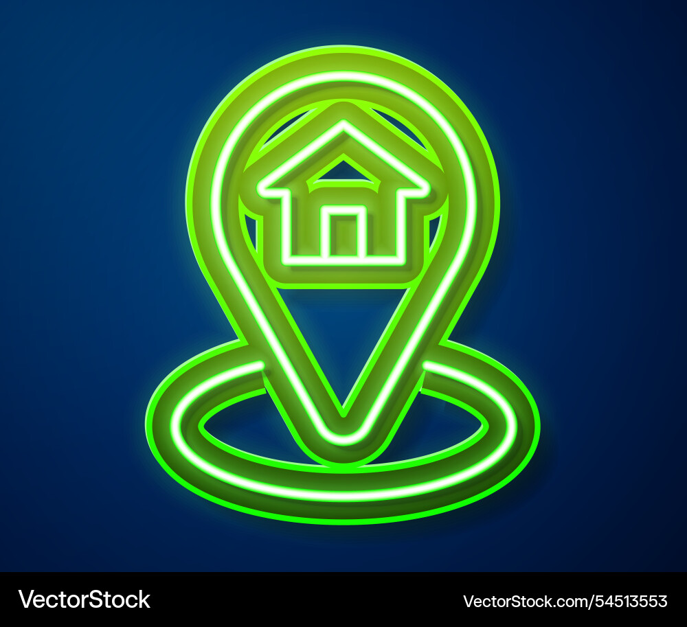 Glowing neon line map pointer with house icon Glowing neon line map pointer with house icon vector image