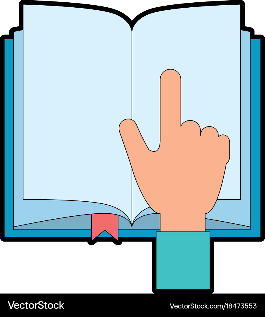 Hand reader with text book isolated icon vector image