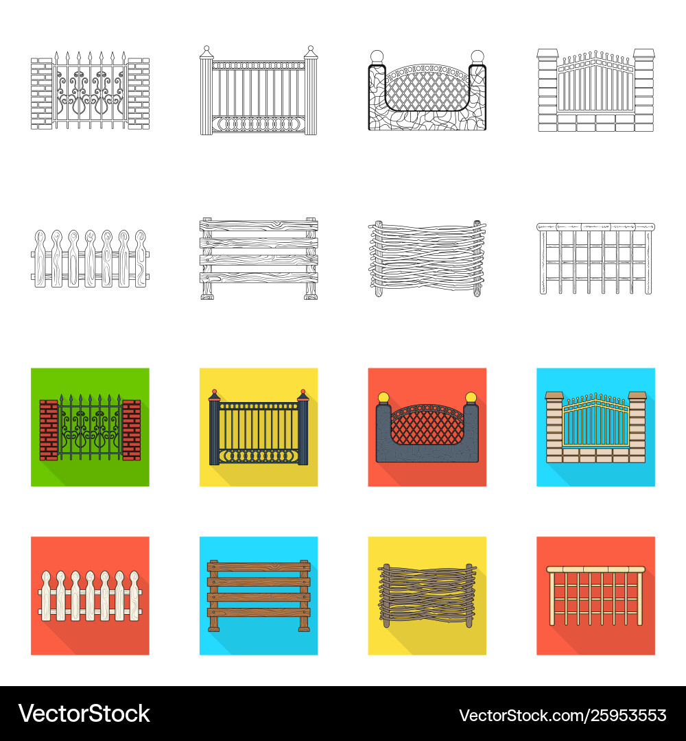 Isolated object gate and fence sign set Vector Image