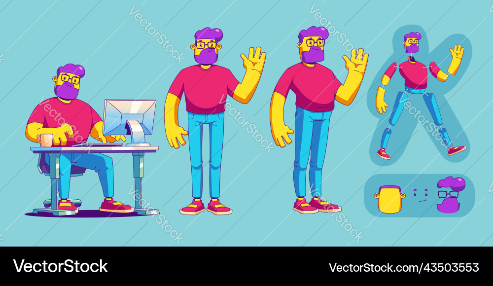 Man Character Animation Set - Modern Style vector image