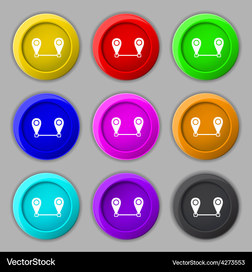 Map pointer icon sign symbol on nine round vector image