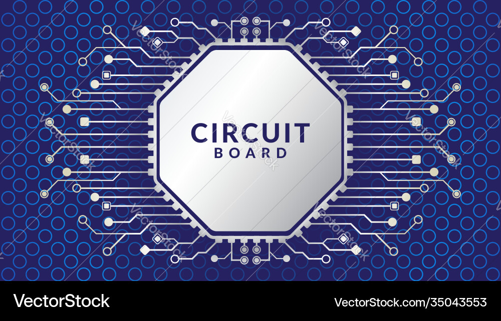 Octagonal microchip processor with circle ring vector image