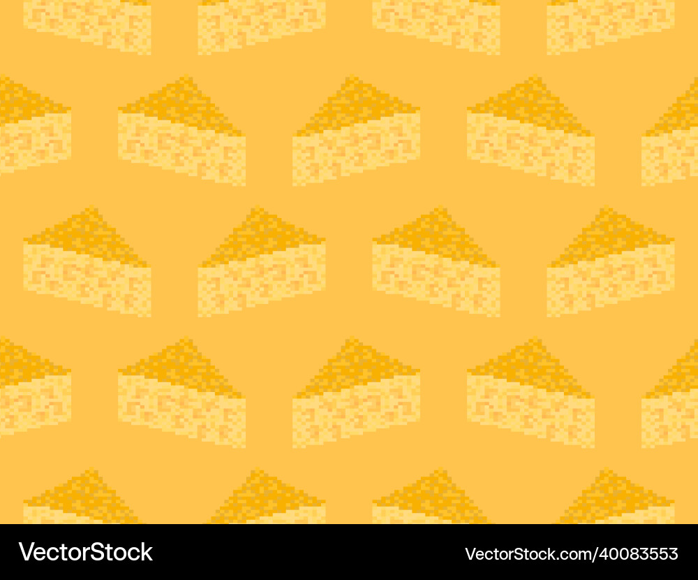 Pixel cheese seamless pattern 8 bit slices Pixel cheese seamless pattern 8 bit slices vector image