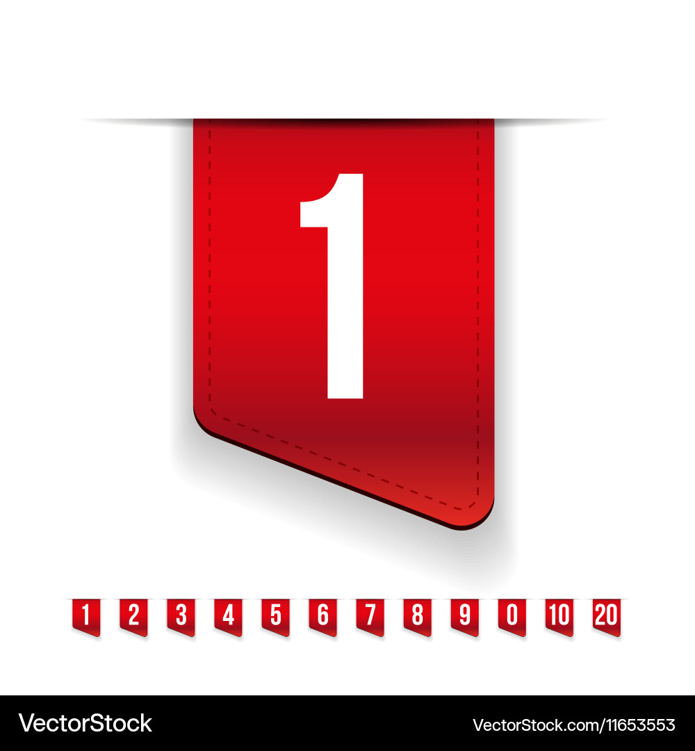 Red ribbons with number set vector image