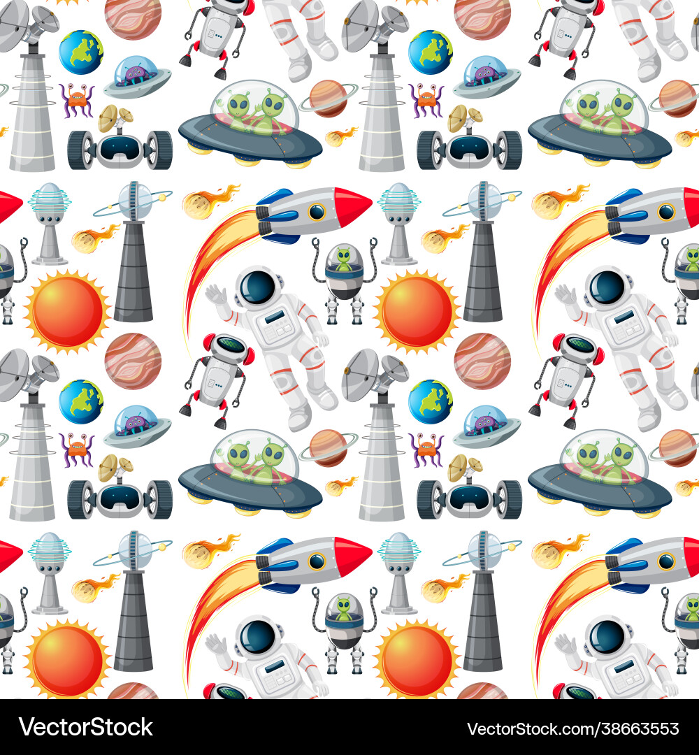 Seamless pattern with space objects vector image