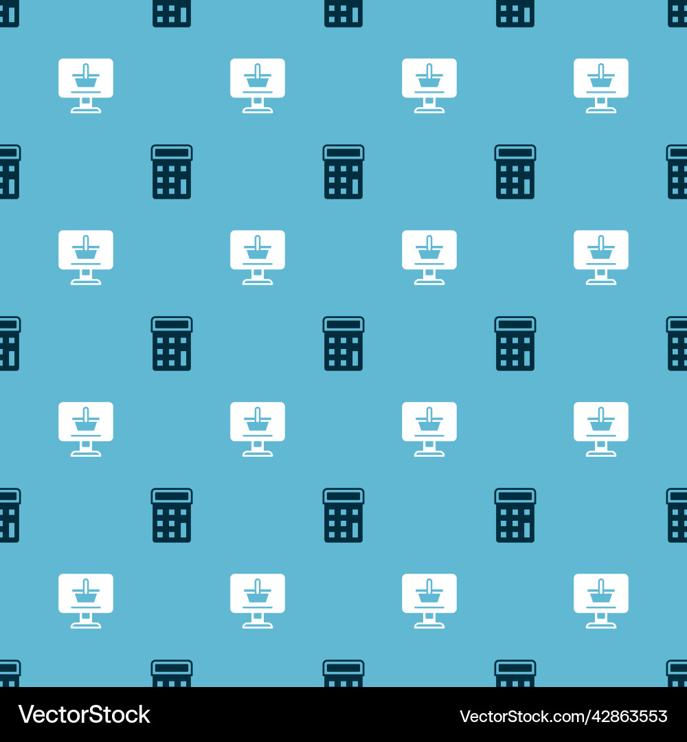 Set calculator and shopping cart on computer vector image