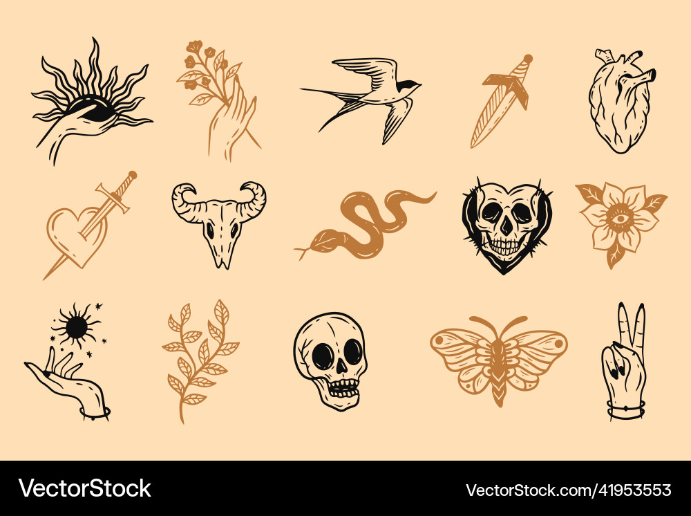 Set collection magical celestial element dark Vector Image