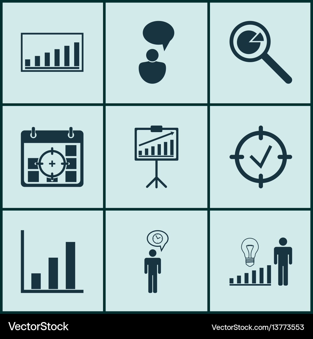 Set of 9 management icons includes company Vector Image