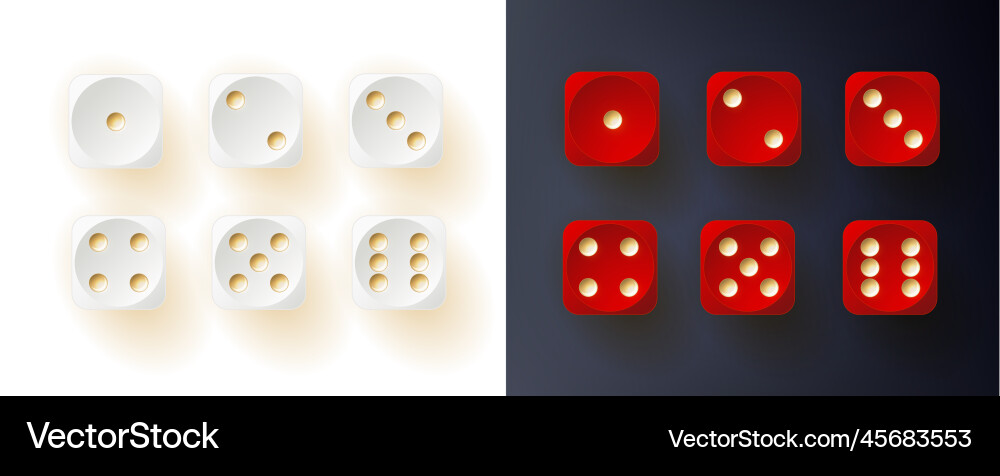 Set of dices in different colors vector image