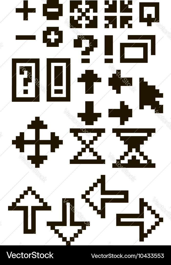 Set of different black pixel font symbols vector image