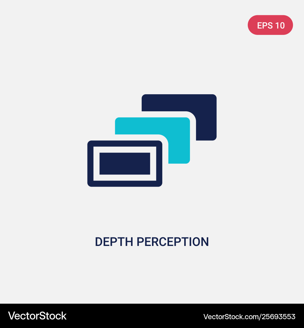 Two color depth perception icon from augmented vector image