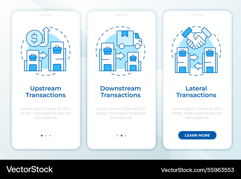 Types of intra group transactions blue onboarding Types of intra group transactions blue onboarding vector image
