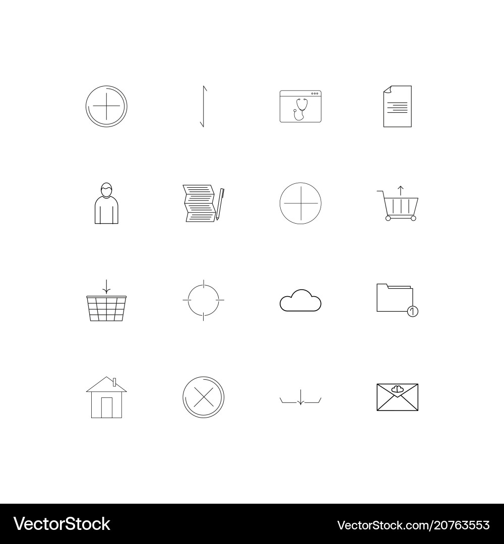 Web applications linear thin icons set outlined vector image
