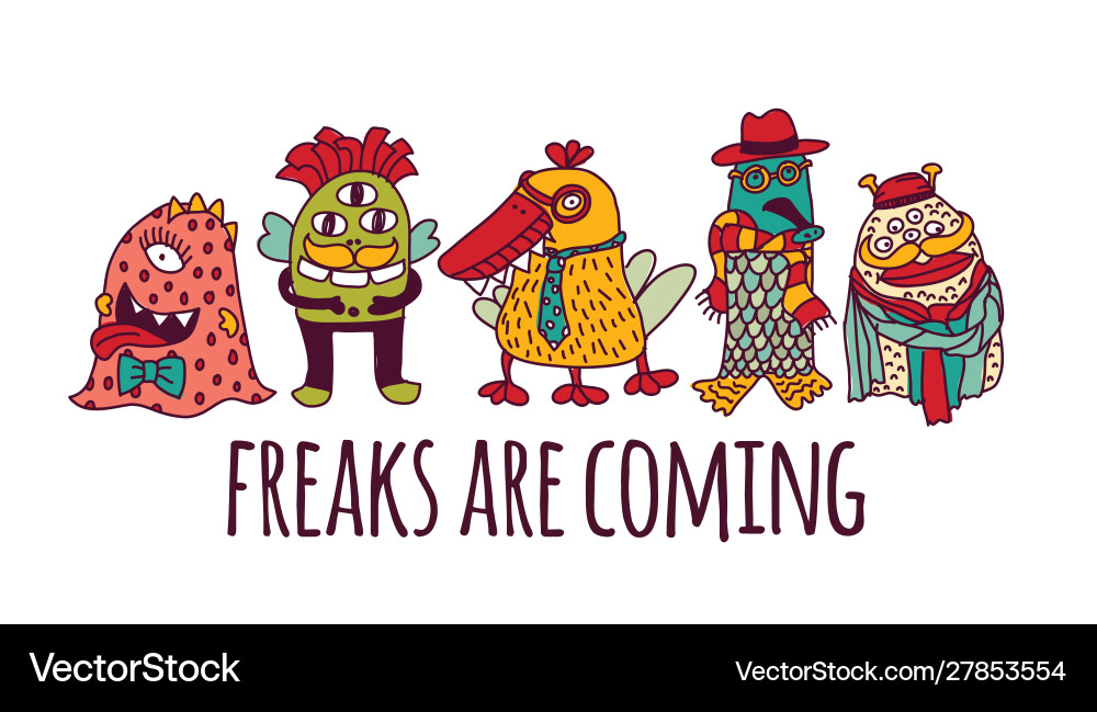 Aliens different freaks strange isolate objects Aliens different freaks strange isolate objects vector image