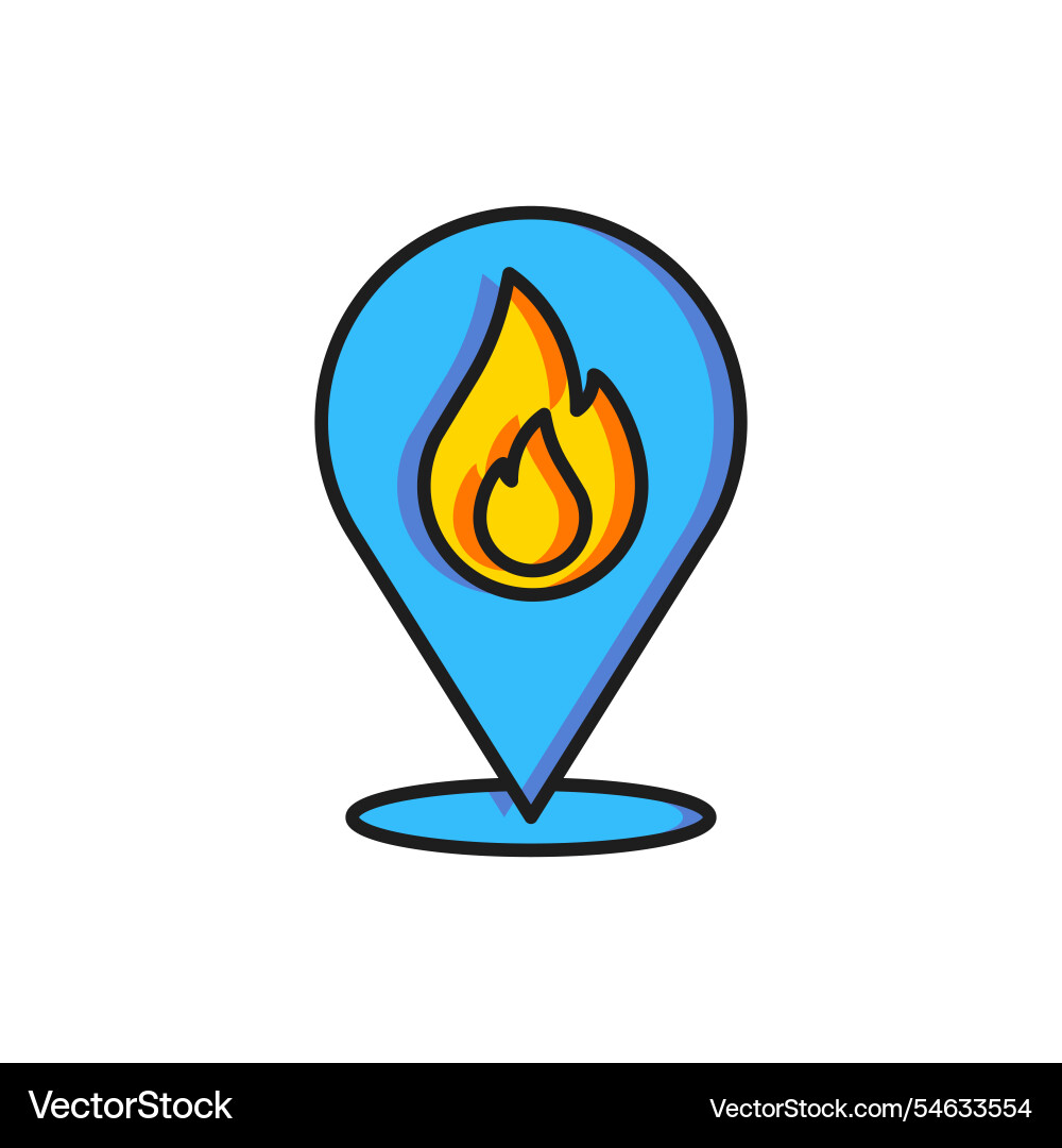Color map pointer with fire flame icon isolated Color map pointer with fire flame icon isolated vector image