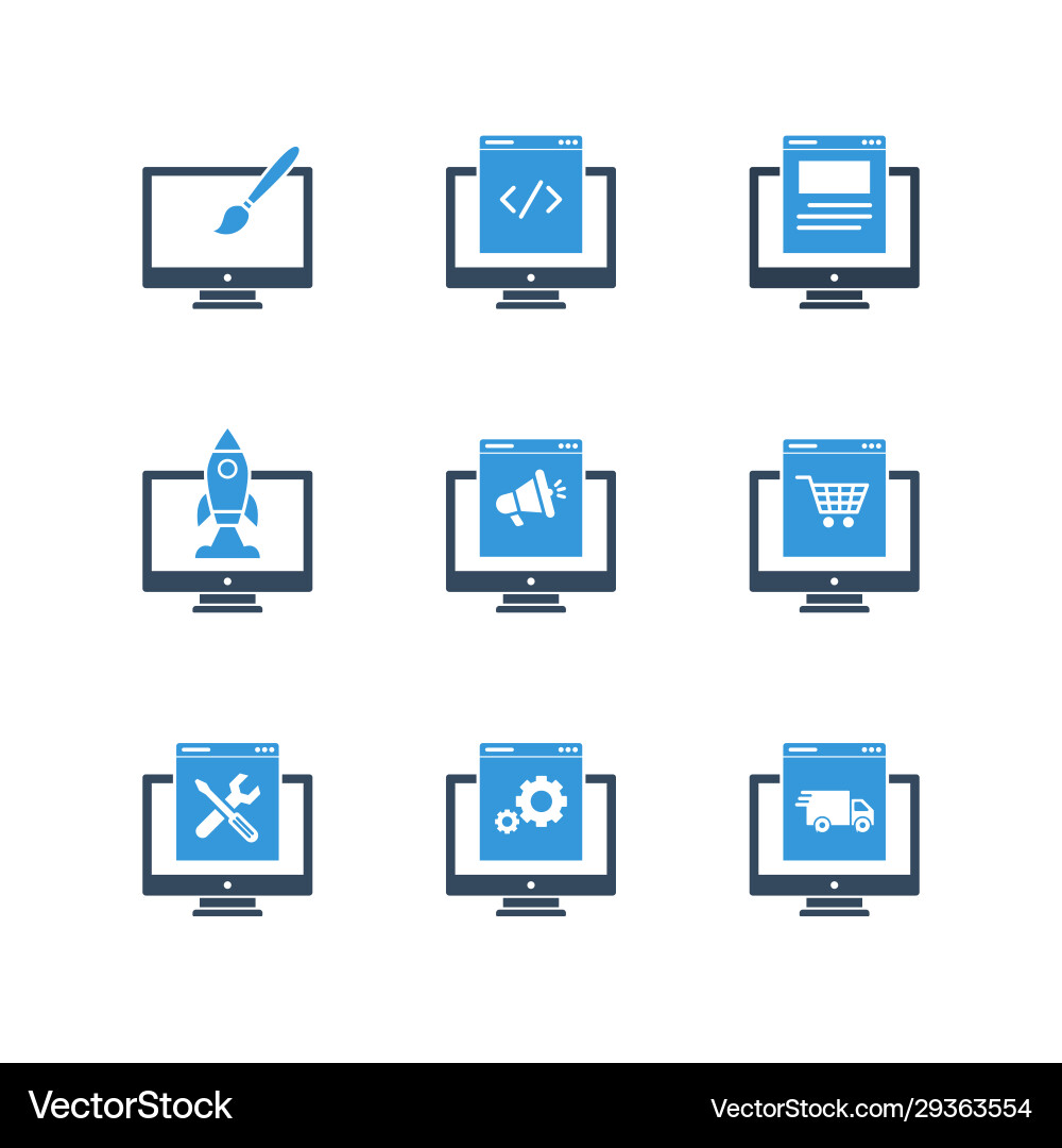 Computer Programmierung gefüllte Icon-Set Computer Programmierung gefüllte Icon-Set vektorbild