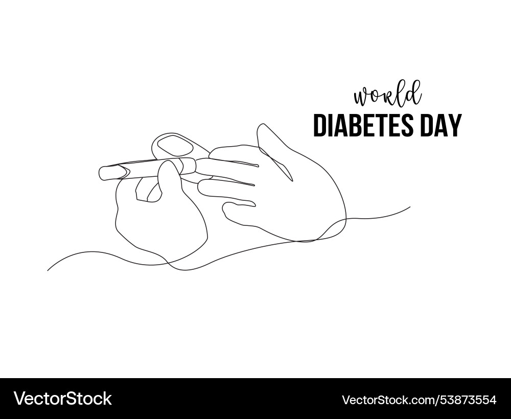 Continuous one line drawing hand using glucometer Vector Image