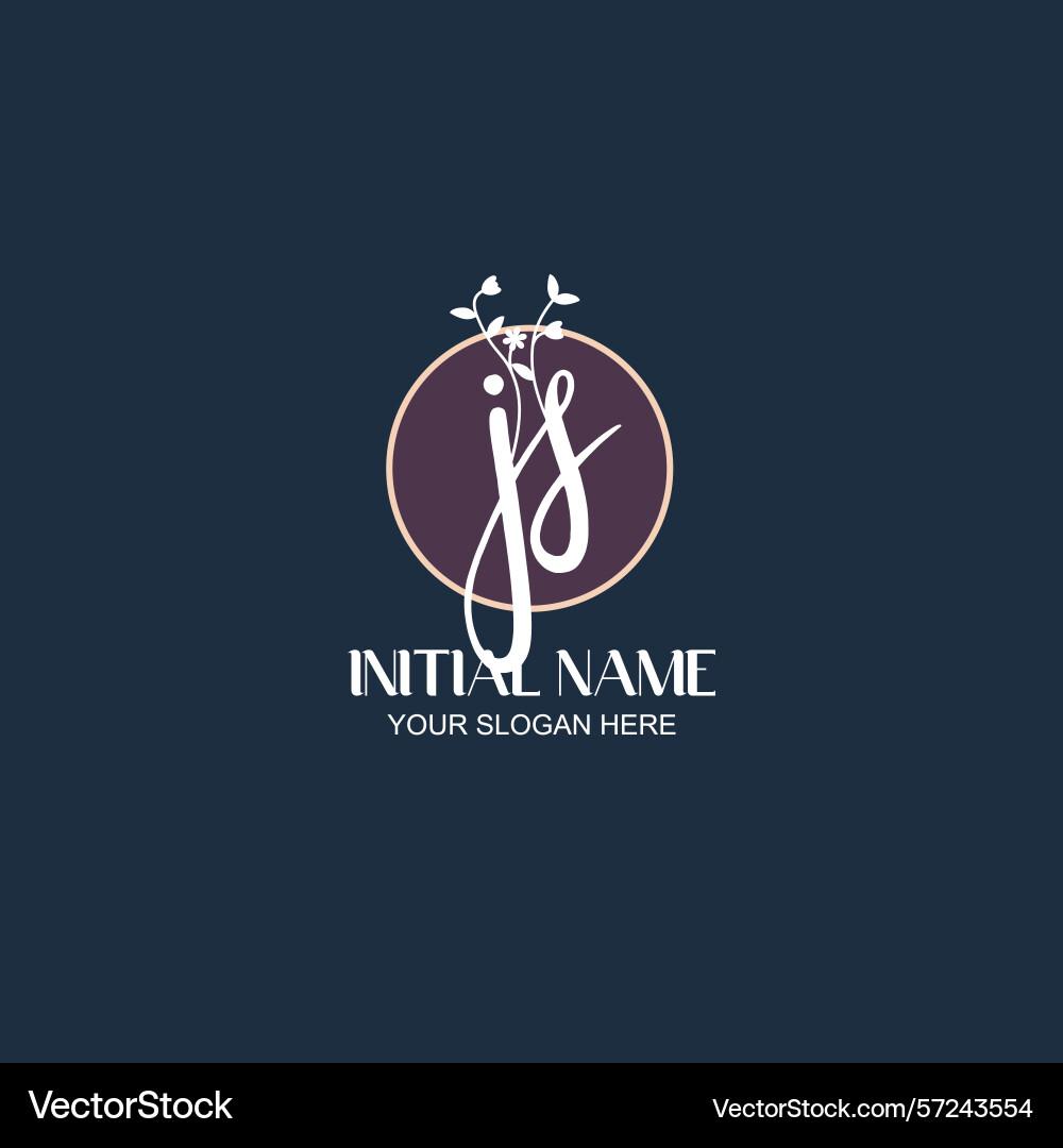 Elegant js initial logo design with botanical Vector Image