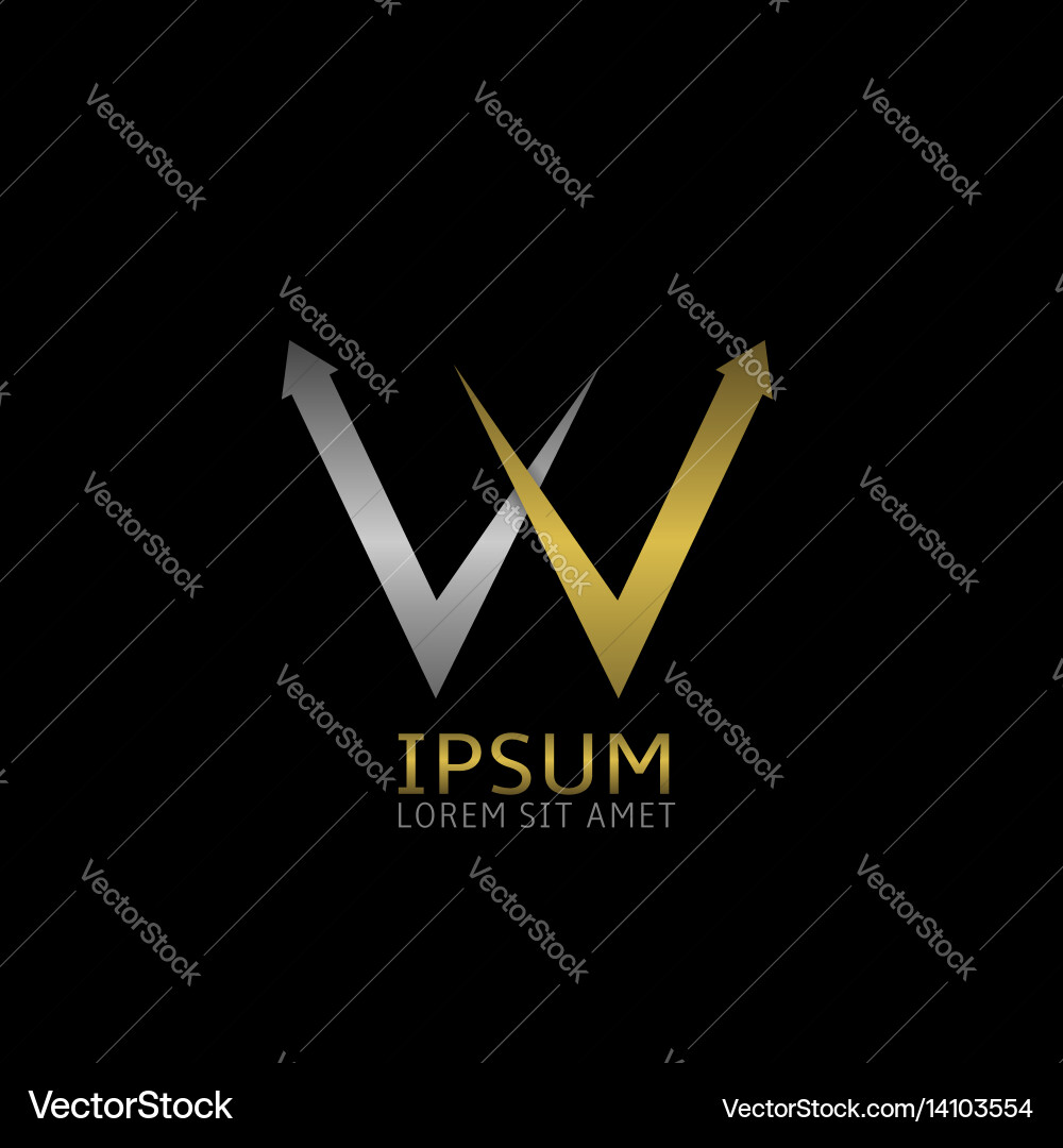Golden W Letter Logo Royalty Free Vector Image
