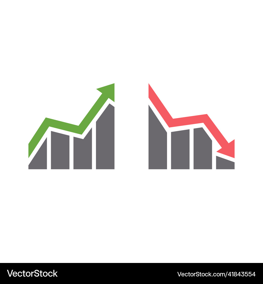 Growing graph icon down reduce progress Growing graph icon down reduce progress vector image
