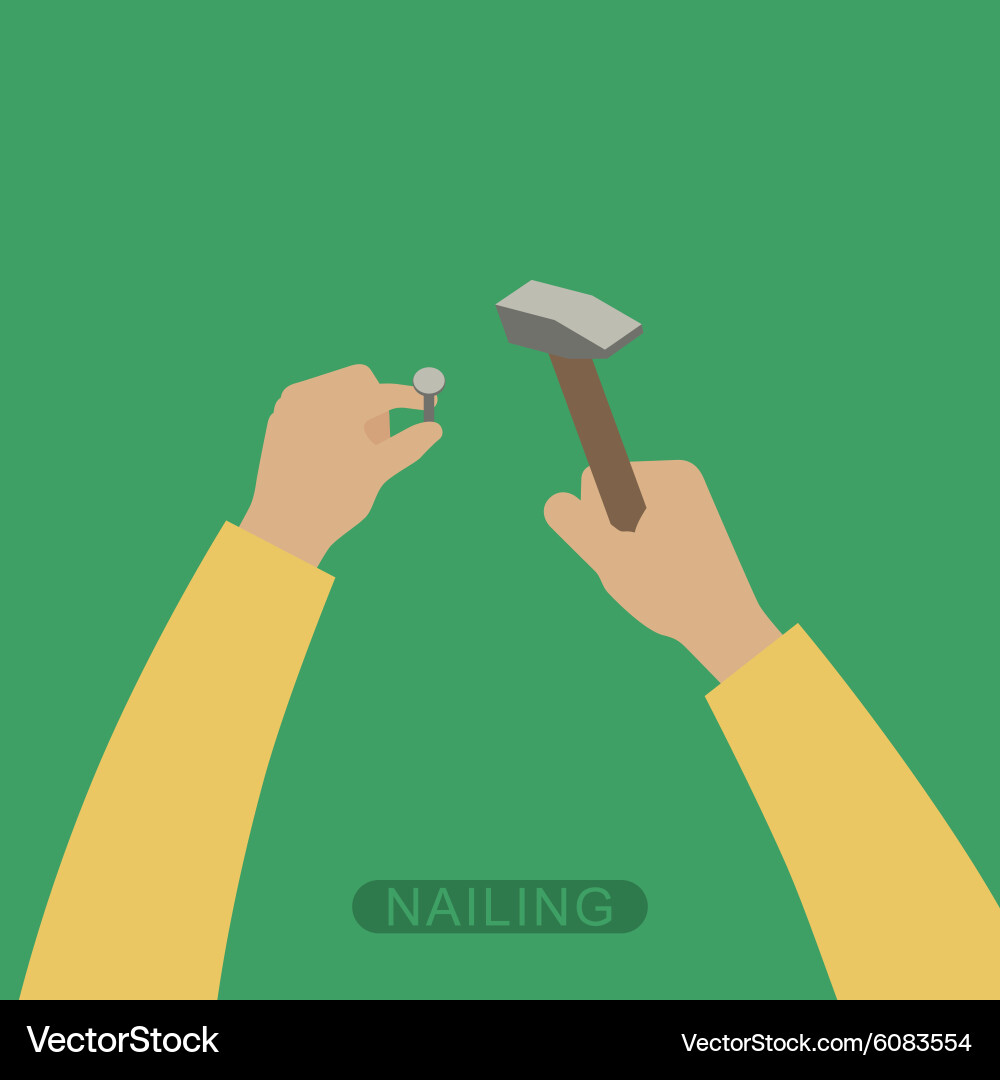 Hands with hammer Royalty Free Vector Image - VectorStock
