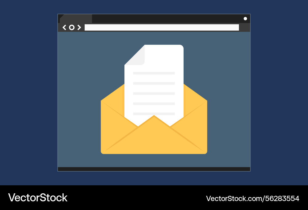 Incoming email in a browser window Incoming email in a browser window vector image