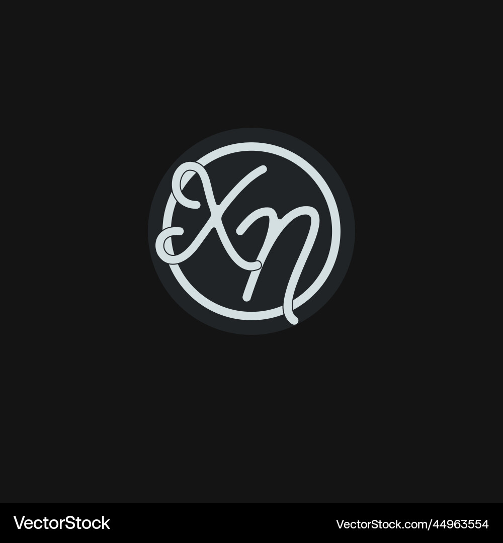 Initials xn logo monogram with simple circle line Initials xn logo monogram with simple circle line Vector Image