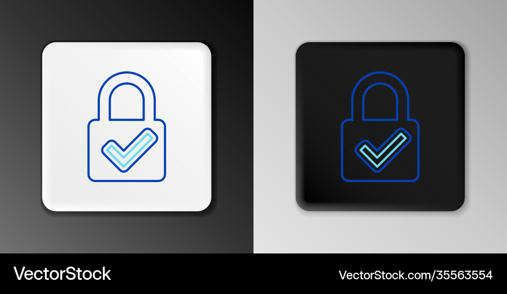 Line open padlock and check mark icon isolated Line open padlock and check mark icon isolated vector image