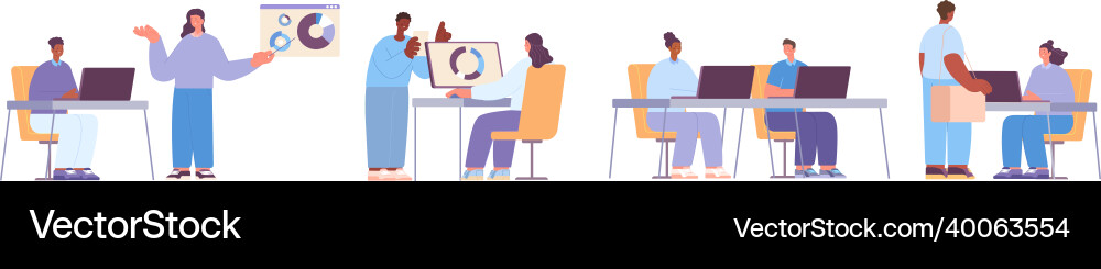 Managers working process office characters Managers working process office characters vector image