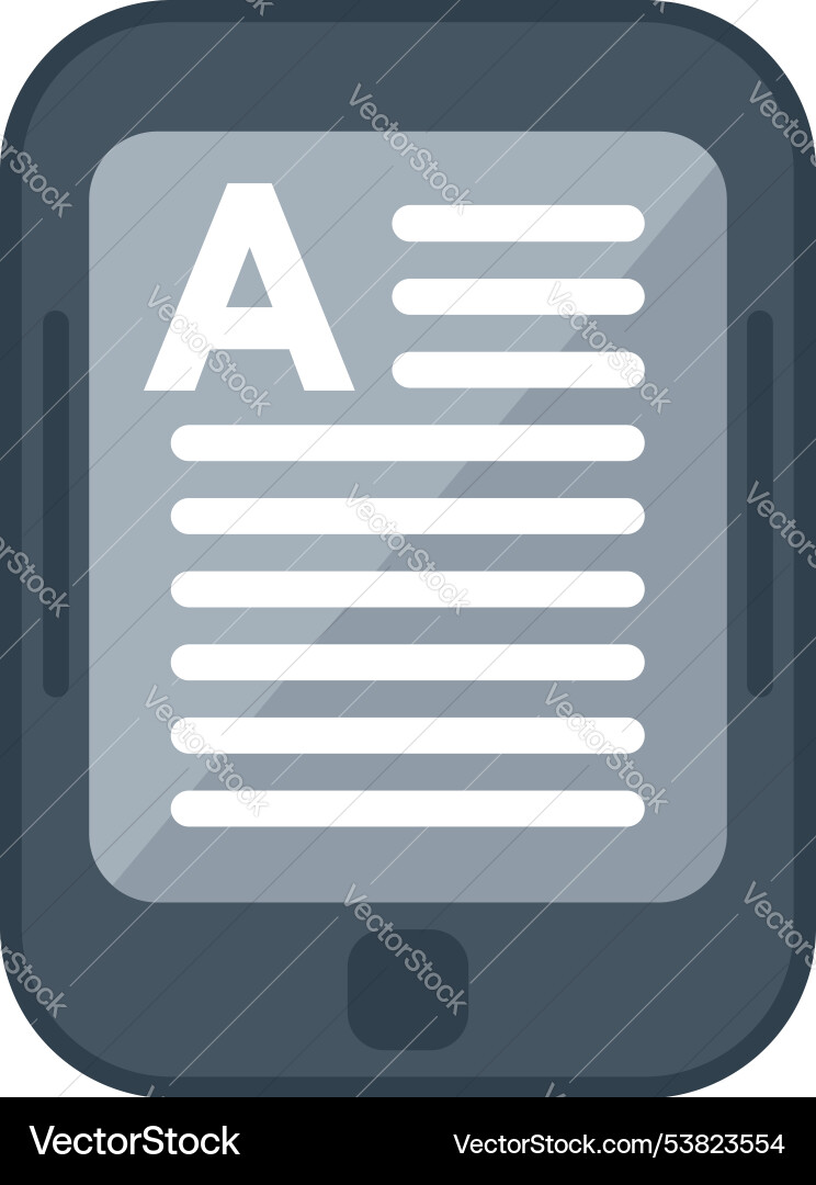 Modern e reader device displaying digital book vector image
