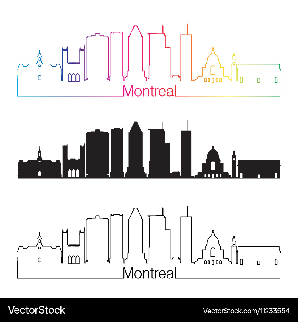 Montreal Skyline Rainbow Silhouette Vector Image