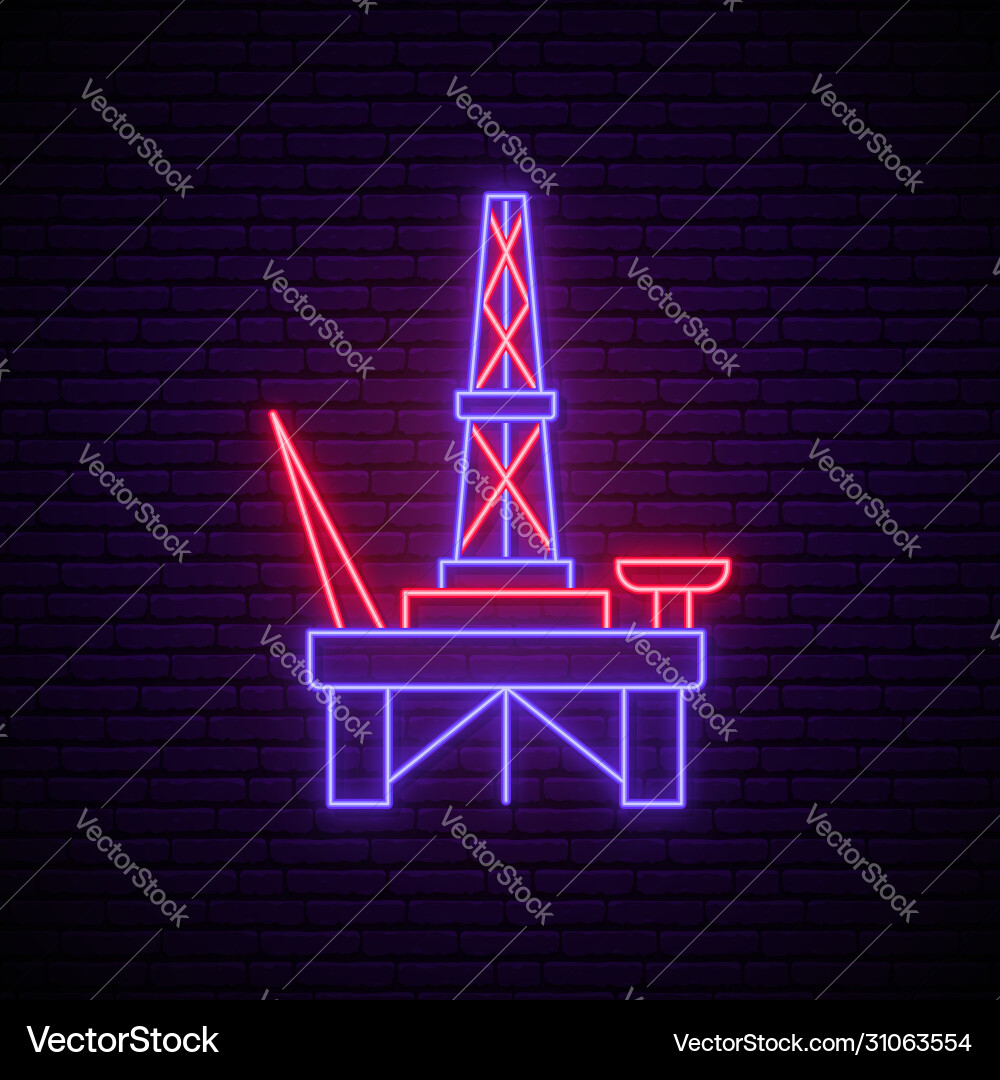 Neon derrick Zeichen helles Öl Symbol Neon derrick Zeichen helles Öl Symbol vektorbild