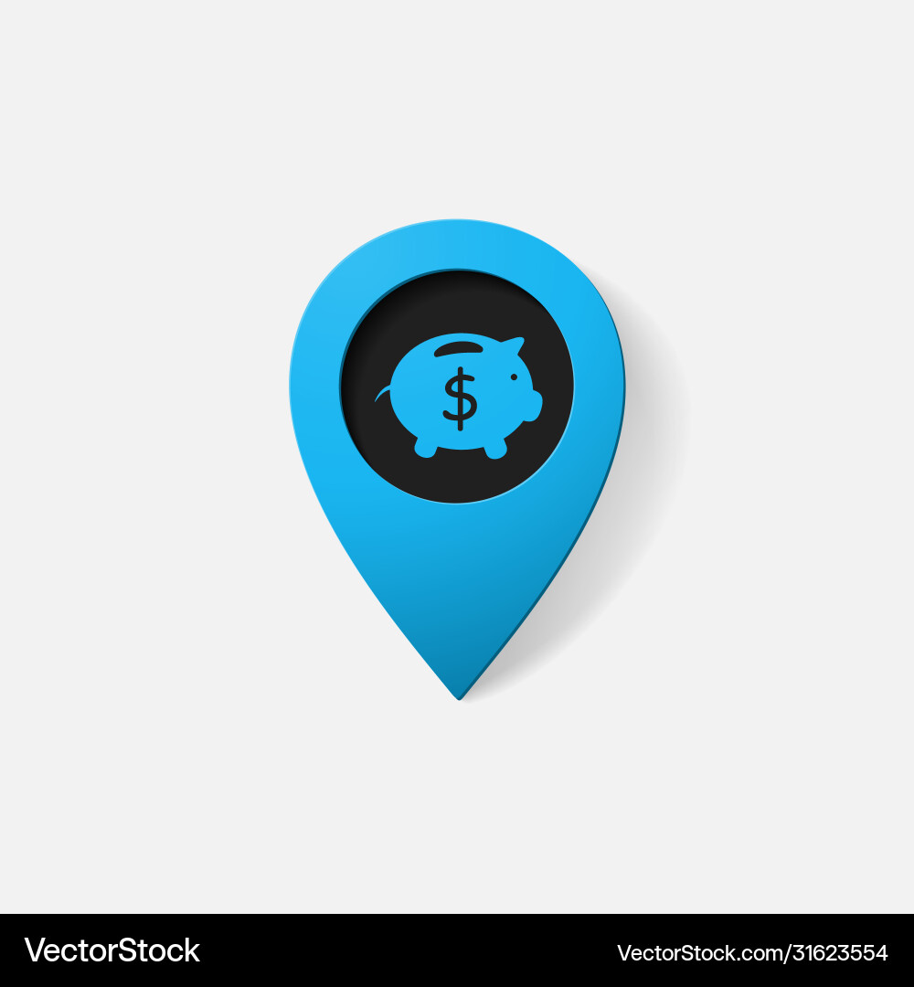 Realistic color pointer moneybox pig vector image