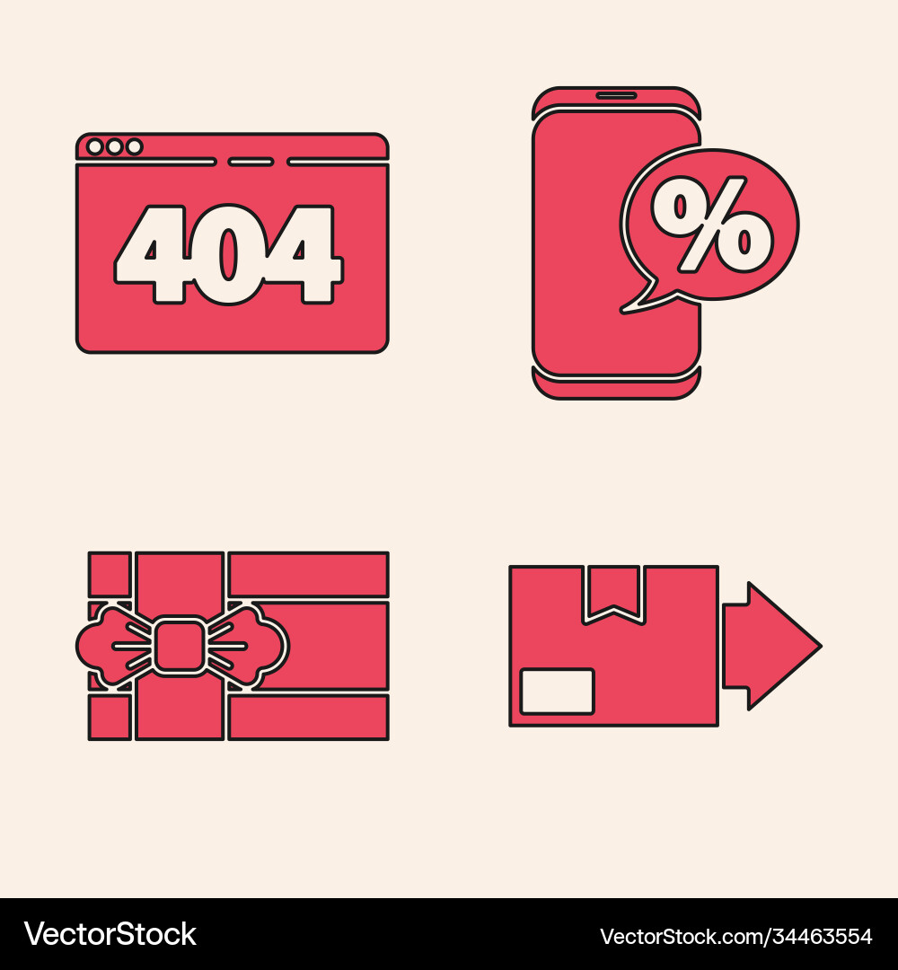 Set carton cardboard box page with a 404 error Set carton cardboard box page with a 404 error vector image