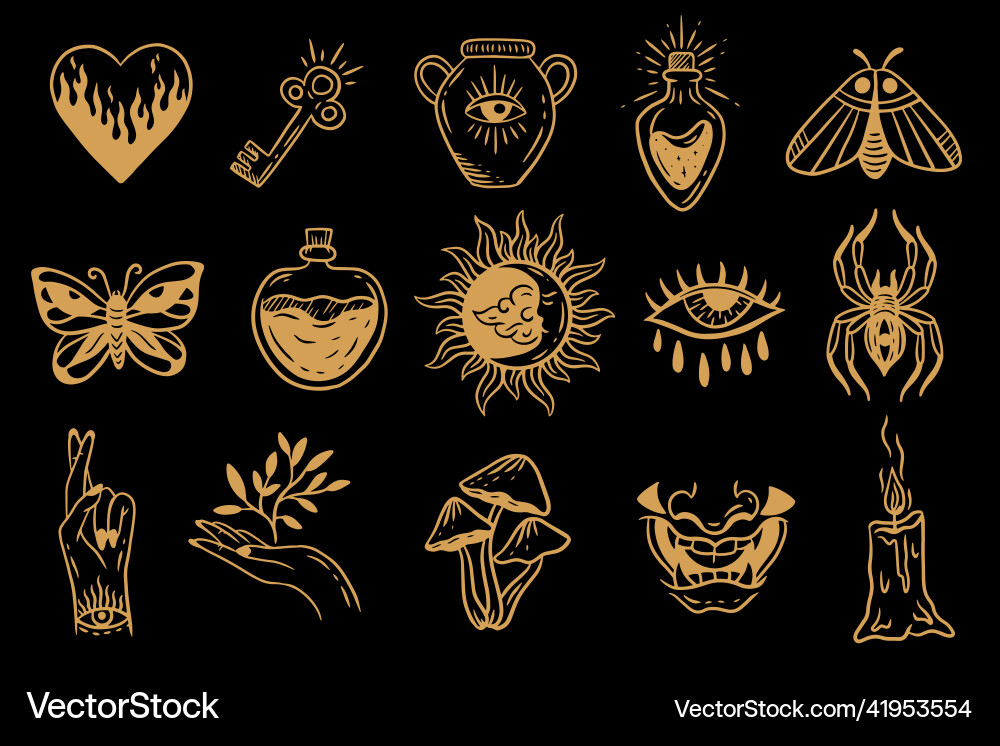 Set collection magical celestial element dark Set collection magical celestial element dark vector image