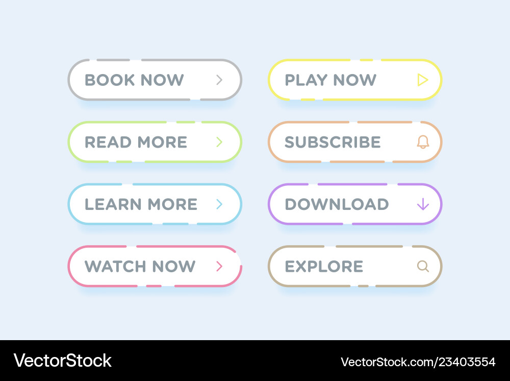 Set colorful gradient clean style buttons Set colorful gradient clean style buttons vector image
