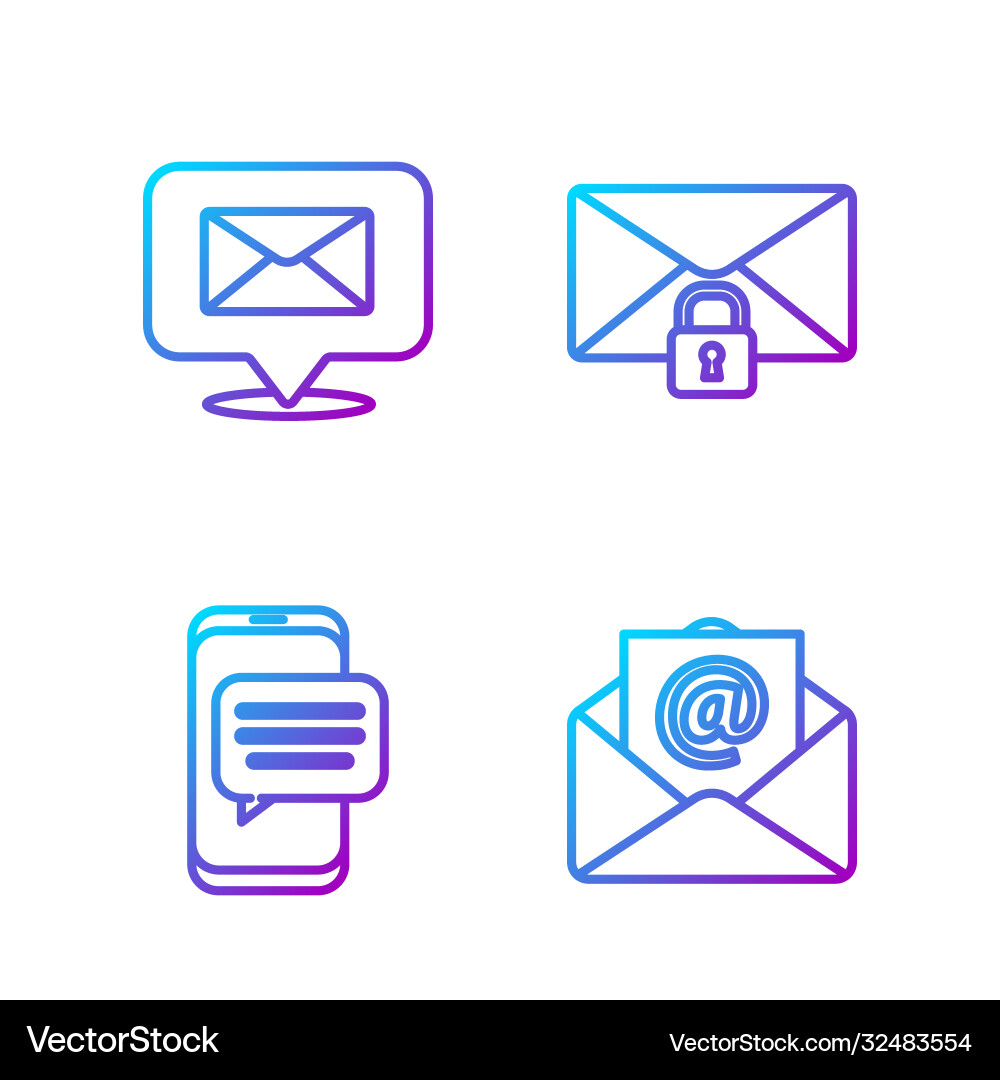 Set line mail and e-mail chat messages Set line mail and e-mail chat messages vector image